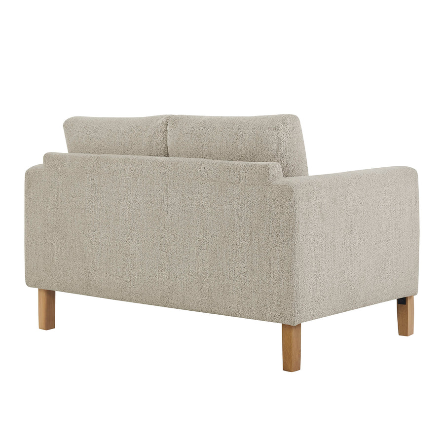 Vetiver Boucle Fabric Loveseat in Parchment Beech