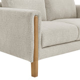Vetiver Boucle Fabric Loveseat in Parchment Beech