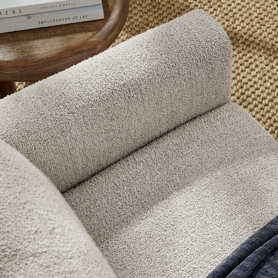 Vetiver Boucle Fabric Loveseat in Parchment Beech