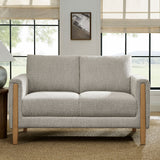 Vetiver Boucle Fabric Loveseat in Parchment Beech