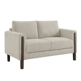 Vetiver Boucle Fabric Loveseat in Parchment Espresso