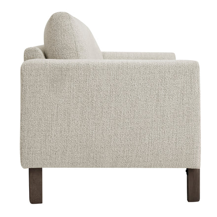 Hawken Boucle Fabric Loveseat in Parchment Espresso