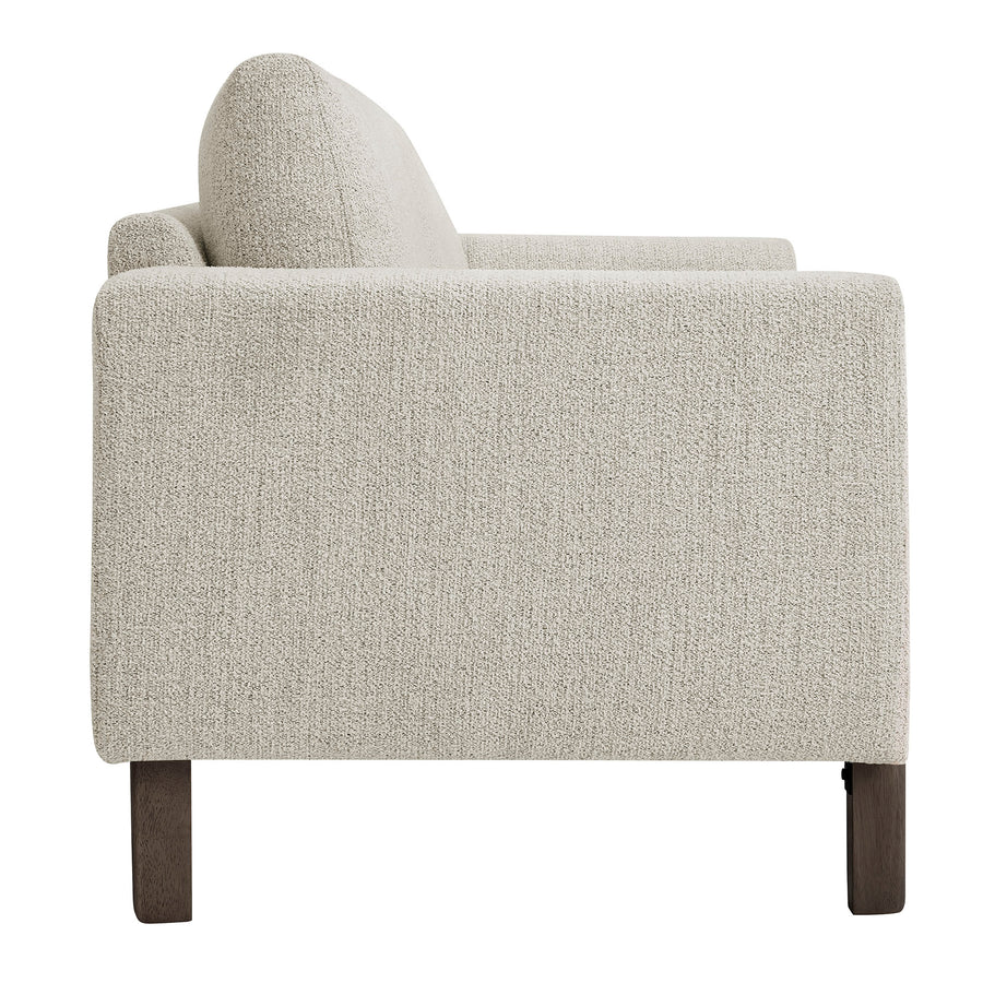 Vetiver Boucle Fabric Loveseat in Parchment Espresso