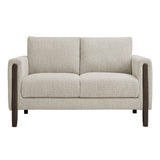 Vetiver Boucle Fabric Loveseat in Parchment Espresso