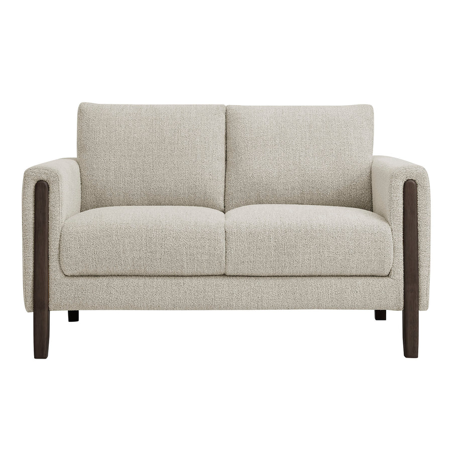 Vetiver Boucle Fabric Loveseat in Parchment Espresso