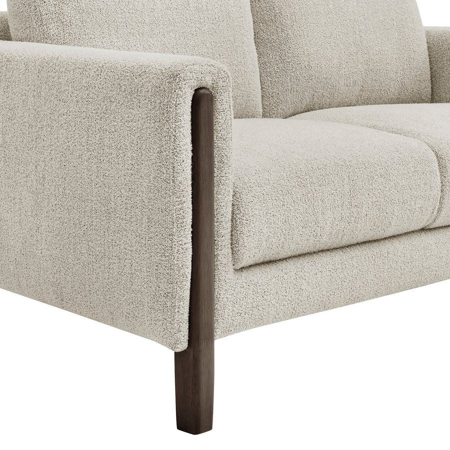 Vetiver Boucle Fabric Loveseat in Parchment Espresso