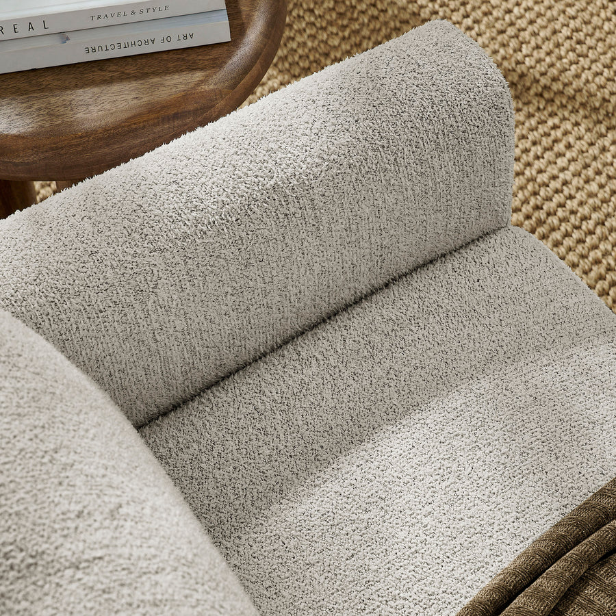 Vetiver Boucle Fabric Loveseat in Parchment Espresso