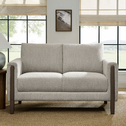 Hawken Boucle Fabric Loveseat in Parchment Espresso
