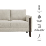 Vetiver Boucle Fabric Loveseat in Parchment Espresso
