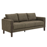 Vetiver Boucle Fabric Sofa in Antique Espresso
