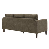 Vetiver Boucle Fabric Sofa in Antique Espresso