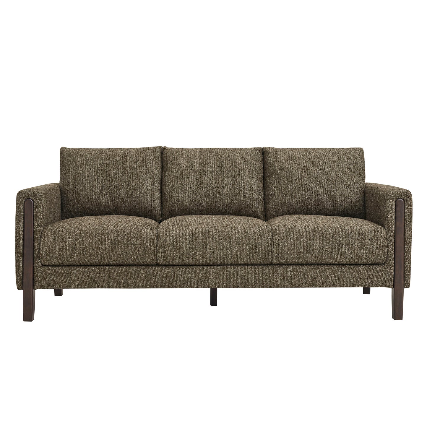 Vetiver Boucle Fabric Sofa in Antique Espresso