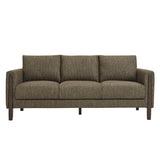 Vetiver Boucle Fabric Sofa in Antique Espresso