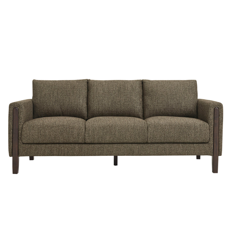Vetiver Boucle Fabric Sofa in Antique Espresso