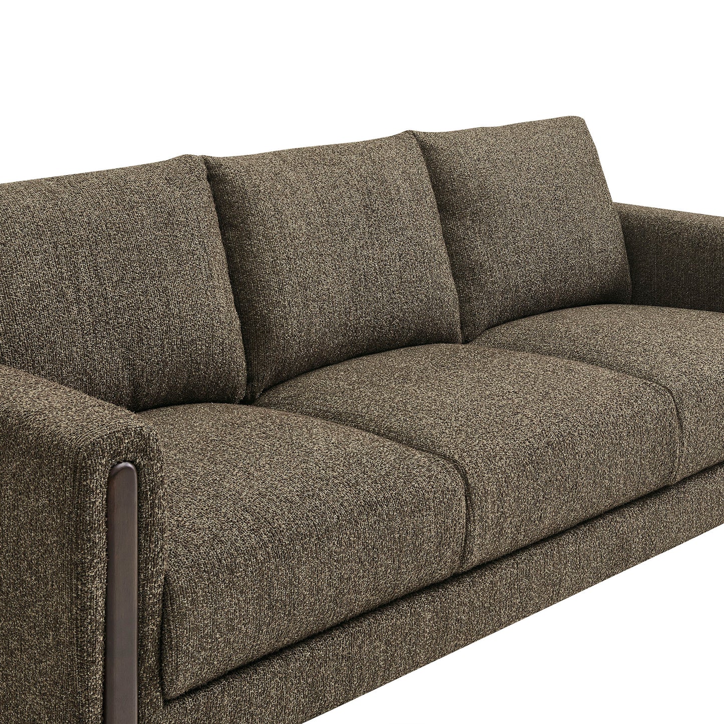 Vetiver Boucle Fabric Sofa in Antique Espresso