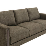 Vetiver Boucle Fabric Sofa in Antique Espresso
