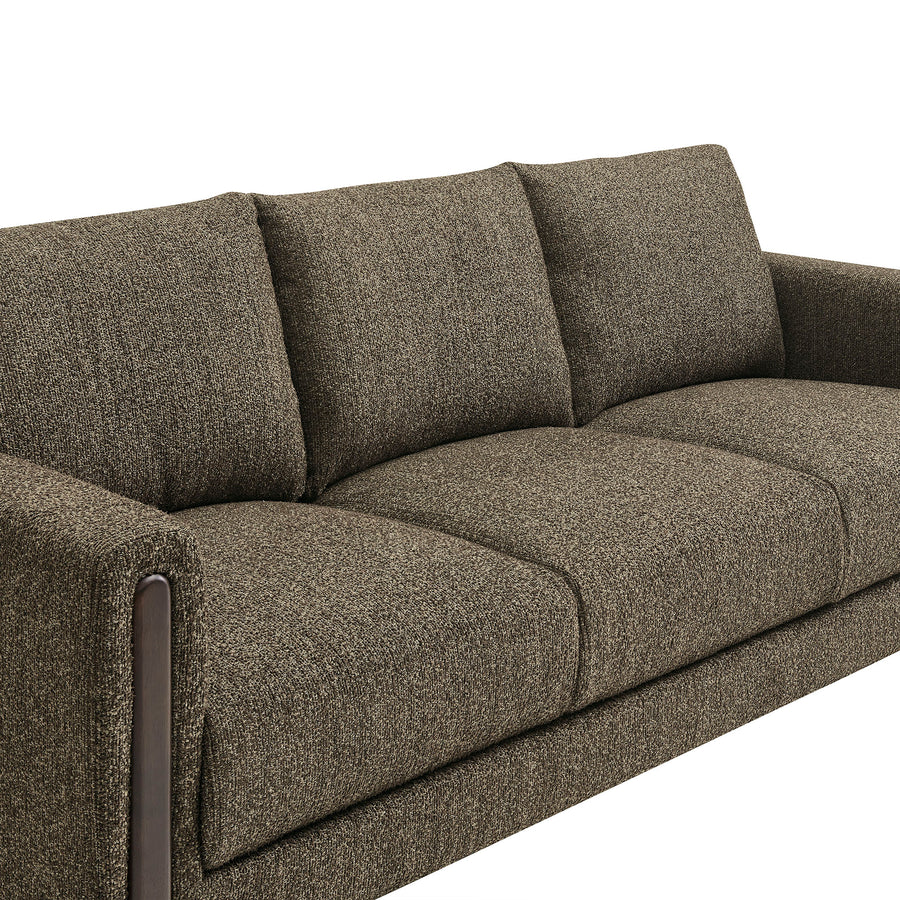 Vetiver Boucle Fabric Sofa in Antique Espresso