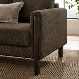 Vetiver Boucle Fabric Sofa in Antique Espresso