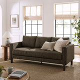 Vetiver Boucle Fabric Sofa in Antique Espresso