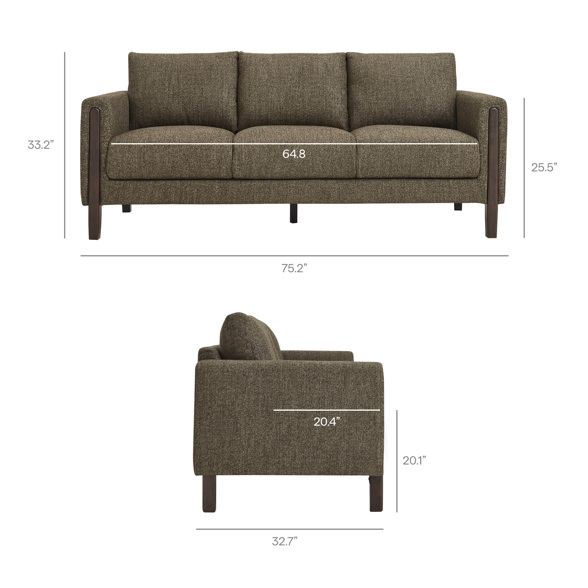 Hawken Boucle Fabric Sofa by Furniture for America