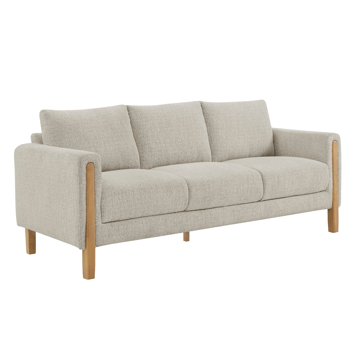 Vetiver Boucle Fabric Sofa in Parchment Beech
