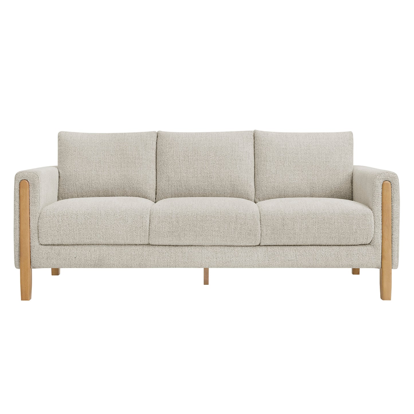 Vetiver Boucle Fabric Sofa in Parchment Beech