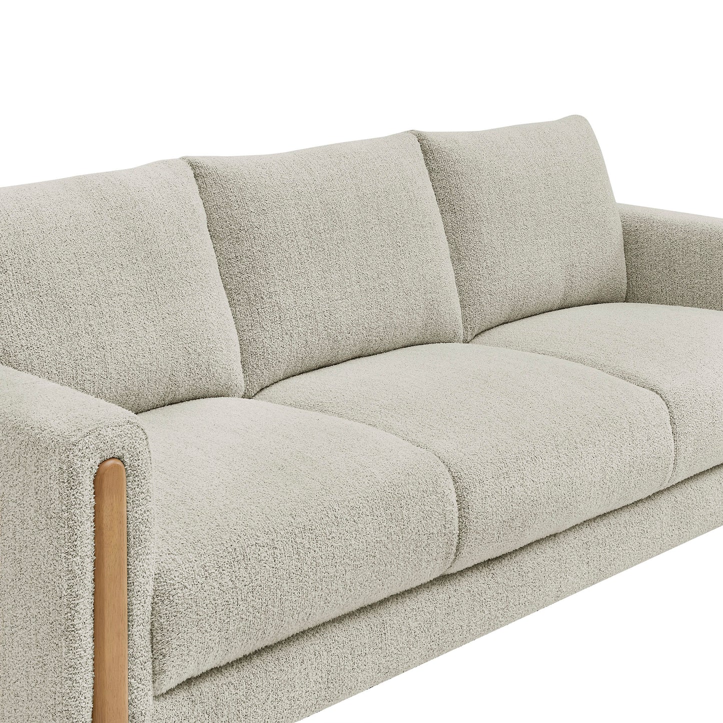 Vetiver Boucle Fabric Sofa in Parchment Beech