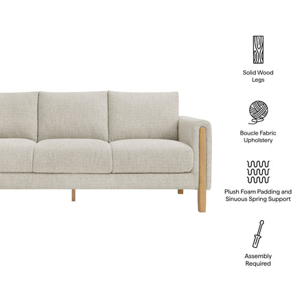 Hawken Boucle Fabric Sofa in Parchment Beech