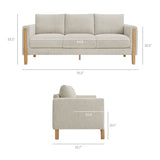 Vetiver Boucle Fabric Sofa in Parchment Beech