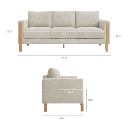 Hawken Boucle Fabric Sofa in Parchment Beech