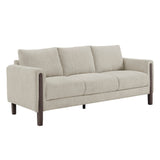 Vetiver Boucle Fabric Sofa in Parchment Espresso