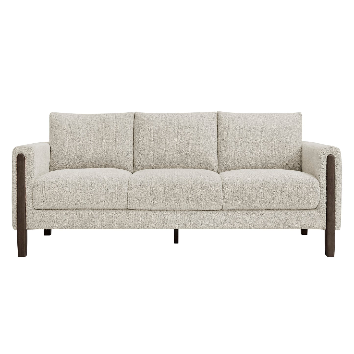 Vetiver Boucle Fabric Sofa in Parchment Espresso