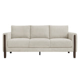 Vetiver Boucle Fabric Sofa in Parchment Espresso