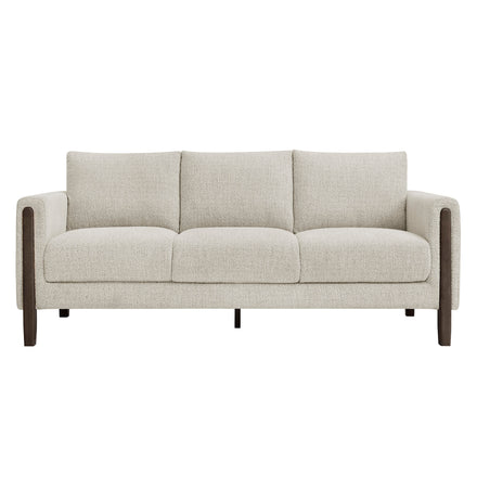 Hawken Boucle Fabric Sofa in Parchment Espresso