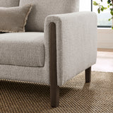 Vetiver Boucle Fabric Sofa in Parchment Espresso