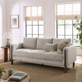 Vetiver Boucle Fabric Sofa in Parchment Espresso