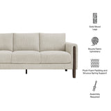 Vetiver Boucle Fabric Sofa in Parchment Espresso