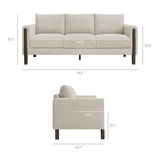 Vetiver Boucle Fabric Sofa in Parchment Espresso