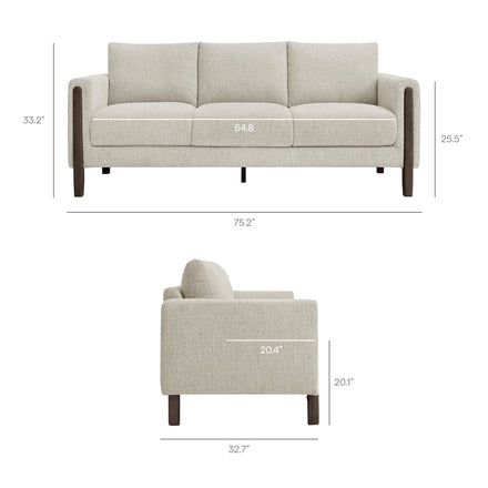 Hawken Boucle Fabric Sofa in Parchment Espresso