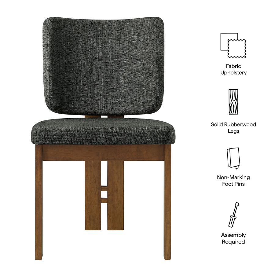 Maize Armless Upholstered Dining Chairs Set Of 2 in Charcoal