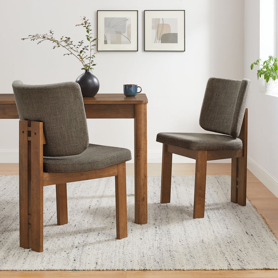 Maize Armless Upholstered Dining Chairs Set Of 2 in Taupe