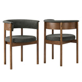 Anya Curved Upholstered Dining Chairs Set Of 2 in Charcoal