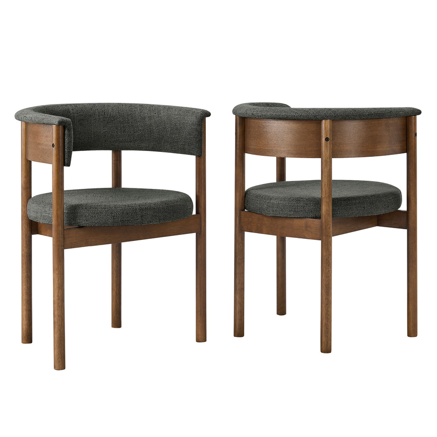 Anya Curved Upholstered Dining Chairs Set Of 2 in Charcoal
