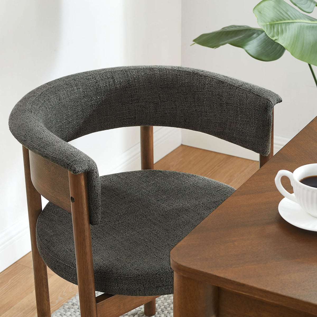 Clea Curved Upholstered Dining Chairs Set Of 2 in Charcoal