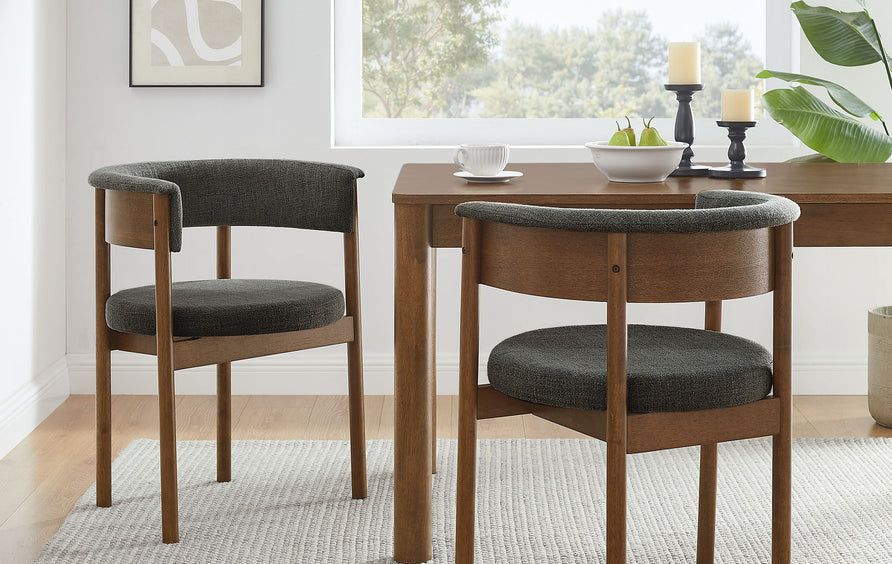 Anya Curved Upholstered Dining Chairs Set Of 2 in Charcoal