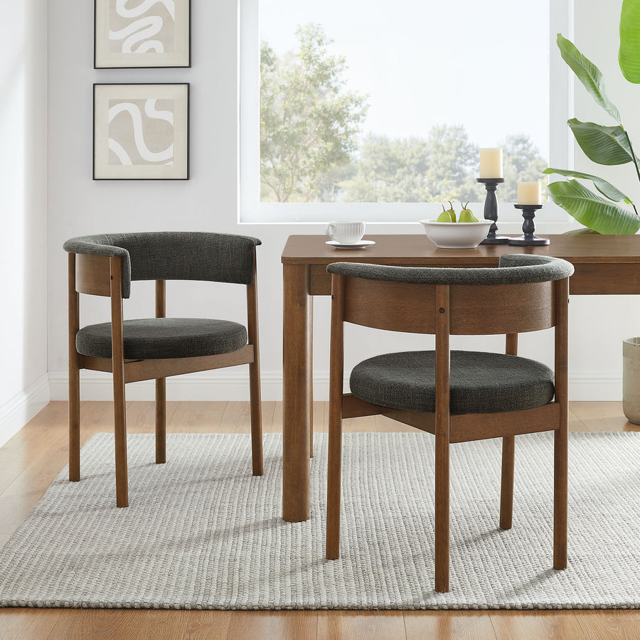 Anya Curved Upholstered Dining Chairs Set Of 2 in Charcoal