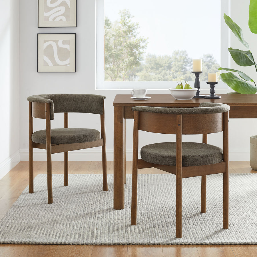 Anya Curved Upholstered Dining Chairs Set Of 2 in Taupe