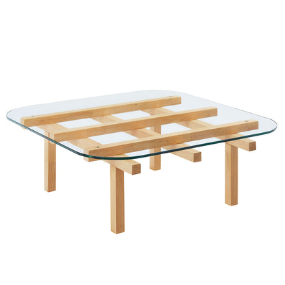 Isby 35 Inch Tempered Glass Coffee Table by Furniture for America