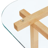 Mallow 35 Inch Tempered Glass Coffee Table in Oak