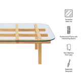 Mallow 35 Inch Tempered Glass Coffee Table in Oak